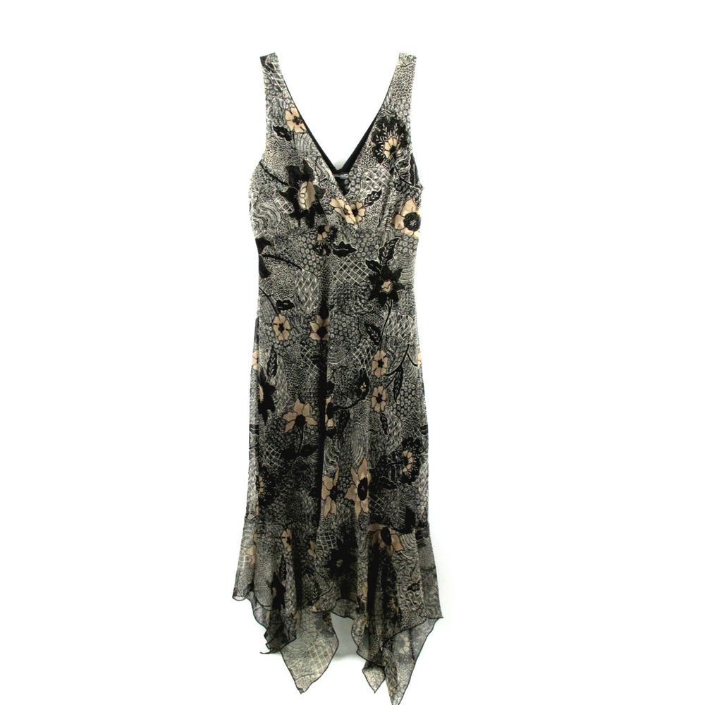 Jonathan Martin Maxi Dress Women 12 Black Floral Handkerchief Fairy Boho Y2K NWT